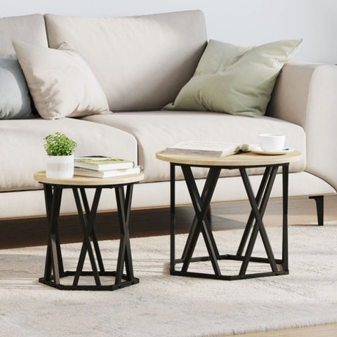 ZNTS Nesting Side Tables 2 pcs Sonoma Oak Engineered Wood 868244