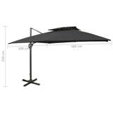 Cantilever Garden Parasol with Double Top 300x300 cm Black 312376