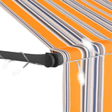 Manual Retractable Awning with LED 150 cm Yellow and Blue 145849