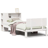 ZNTS Bookcase Bed without Mattress White 90x190cm Single Solid Wood Pine 3322645
