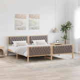 Bed Frame with Headboard Taupe 200 x 200 cm Solid Pine Wood 3394271