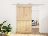 Sliding Door Natural and White 85 x 210 cm Solid Pine Wood 3445010