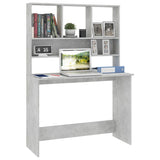 800391 Desk with Shelves Concrete Grey 110x45x157 cm Engineered Wood