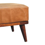 Tan Buffalo Leather Tan Footstool IN3560