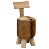 Stool Goatskin Leather and Solid Teak Wood 285206