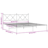 Metal Bed Frame without Mattress with Headboard White 183x213cm 376556