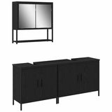 Bathroom Furniture Set with Shelf 3 pcs Black Engineered wood 3334366
