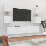 6 Piece TV Cabinet Set White Engineered Wood 3114254