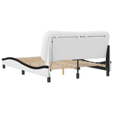 Bed Frame with LED without Mattress "Hvar" White and Black 140x190 cm 3213933