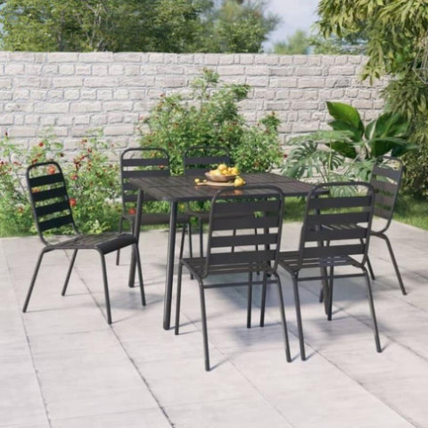 ZNTS 7 Piece Garden Dining Set Anthracite Steel 3187990