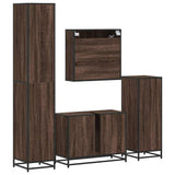 4 Piece Bathroom Furniture Set Brown Oak Engineered Wood 3301214