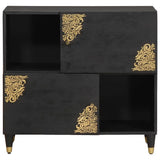 Sideboard with Shelf Black 80 x 33 x 75 cm Solid Mango Wood 4018835