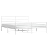 Metal Bed Frame without Mattress with Footboard White 183x213cm 352391