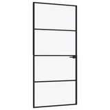 Interior Door Black 93x201.5 cm Tempered Glass&Aluminium 153660