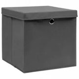 Storage Boxes with Covers 10 pcs 28x28x28 cm Grey 325194