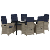 Garden Dining Set with Cushion 7 pcs Grey Poly Rattan 3380356