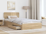 Bed Frame with Drawer Sonoma Oak 100 x 200 cm Engineered Wood 3412411