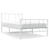 Metal Bed Frame without Mattress with Footboard White 75x190cm 352537