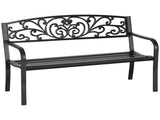 2 Seater Metal Garden Park Bench Porch Outdoor Furniture Patio Chair Seat Black UK T3398P325172
