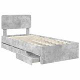 Bed Frame Concrete Grey 100 x 200 cm Engineered Wood 3412216