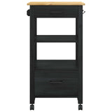 Kitchen Trolley MONZA Black 48 x 40 x 88.5 cm Solid Pine Wood 42027033