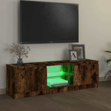 TV Cabinet with LED Lights Smoked Oak 120x30x36 cm 815708