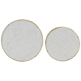 2 Piece Coffee Table Set Marble Brass and White 285911