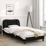 ZNTS Bed Frame with LED Lights Black and White 90x190 cm Single Faux Leather 3213904
