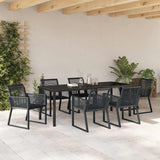 Garden Dining Set 7 pcs Black Powder-Coated Steel 3379315
