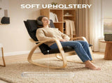 Lounge Chair, Comfortable Relax Rocking Chair with Headrest, 67W x 92D x 89H cm, Black T3398P548066