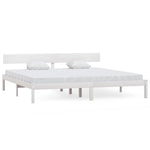 Bed Frame without Mattress White Solid Wood Super King 810163