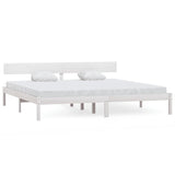 Bed Frame without Mattress White Solid Wood Super King 810163