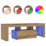 TV Cabinet with LED Lights Artisan Oak 120x36.5x40 cm Engineered Wood 856302
