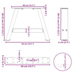 ZNTS Coffee Table Legs A-Shaped 2 pcs Black 50x cm Steel 4012816