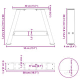 ZNTS Coffee Table Legs A-Shaped 2 pcs Black 50x cm Steel 4012816