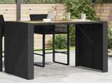 Garden Bar Table with Acacia Wood Top Black 145x80x110 cm Poly Rattan 368698