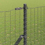 Embedded Fence Post 26 pcs Grey Powder-Coated Steel 3350143