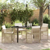 Garden Dining Set 5 pcs Beige Powder-Coated Steel 3380662