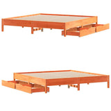 Bed Frame without Mattress Wax Brown 200x200 cm Solid Wood Pine 3301700