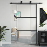 Sliding Door Black 102.5x205 cm Tempered Glass and Aluminium 155203