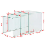 ZNTS Three Piece Nesting Table Set Tempered Glass Clear 244190