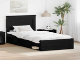 Bed Frame with Headboard Black 100 x 200 cm Solid Pine Wood 3410121