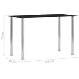 ZNTS Dining Table Black 120x60x75 cm Tempered Glass 281852