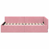 Corner Bed Frame with Headboard Pink 90 cm x 190 cm Velvet 42016074