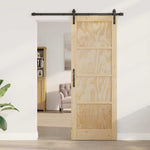 Sliding Door Manual Natural and black 78 x 211 cm 3333276