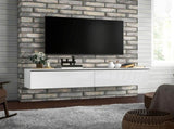 160cm High Gloss Floating TV Unit Stand for TVs up to 70", Wall Mounted TV Cabinet with Storage T3398P341274