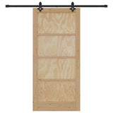 Sliding Door Natural and Black 93 x 202 cm Solid Pine Wood 3333542