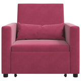 Pull out Sofa Bed Single Wine red 90 x 165 x 87 cm Velvet 42002702