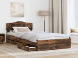 Bed Frame with Drawer Smoked Oak 75 x 190 cm Engineer Wood 3413058