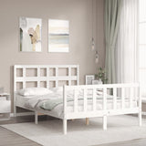 Bed Frame without Mattress White Small Double Solid Wood Pine 3192982
